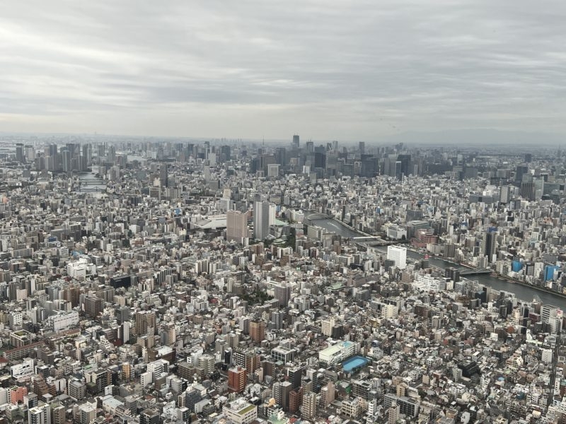 The view of Tokyo City Center from 350 meters deck of Tokyo Sky Tree. 