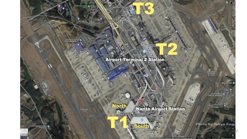 Narita Airport Terminals and Stations map. 