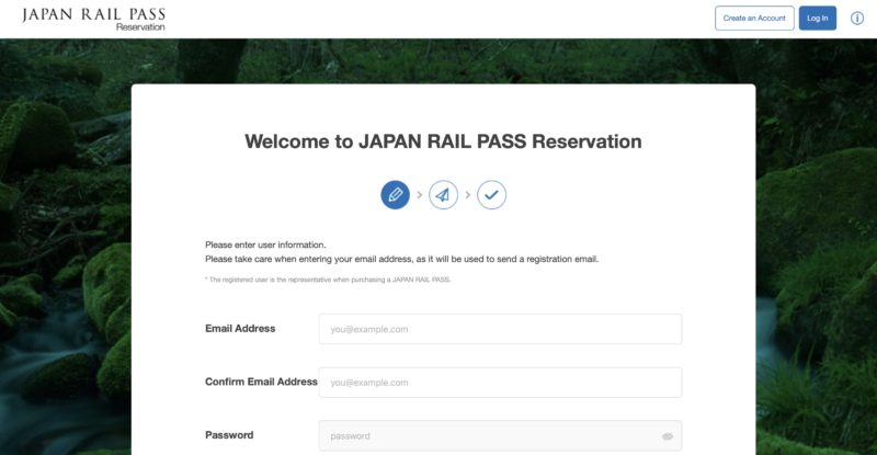 To purchase from the official JR Group site, it starts from making an account at  japanrailpass-reservation.net
